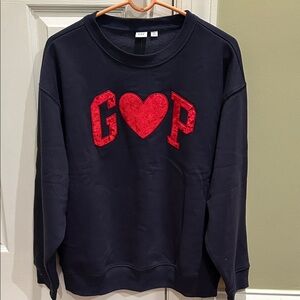 GAP Woman’s Navy Blue Sweatshirt with Red Heart Logo